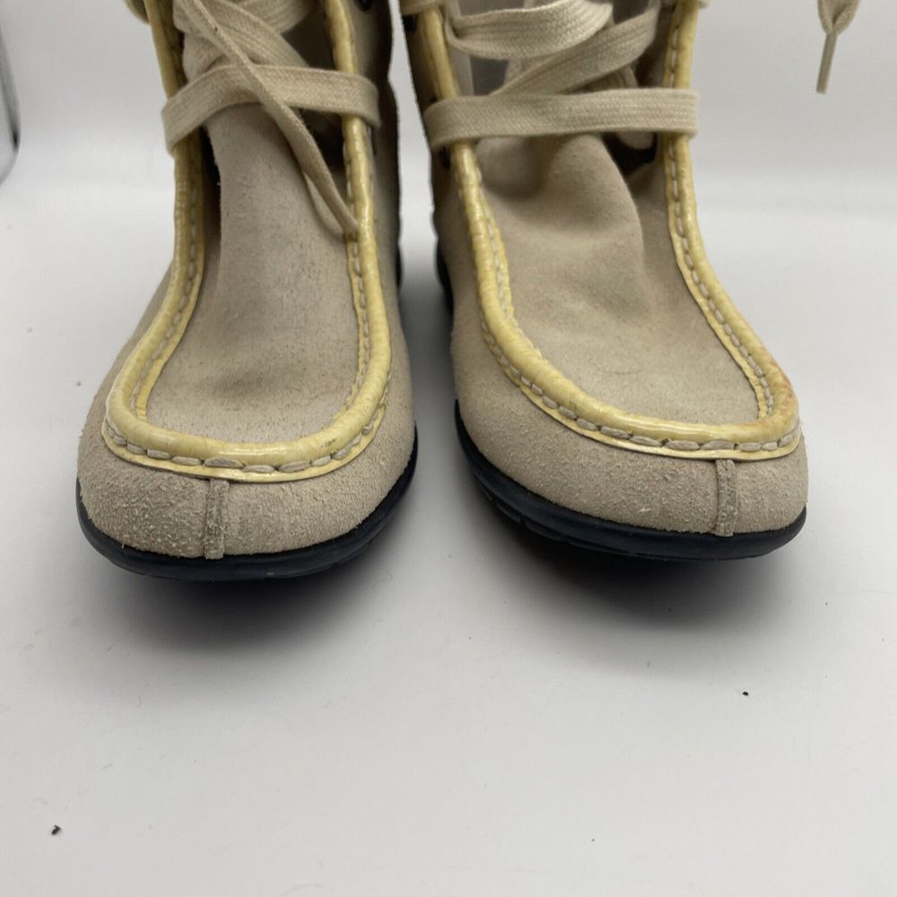Cole Haan Women's Ivory Suede‎ Boots Fur Lined Waterproof Lace-Up Mid-Calf 6.5B - Picture 3 of 14